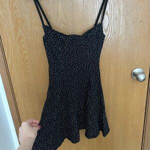 American Apparel 2014 black and white polka dot skater mini dress small